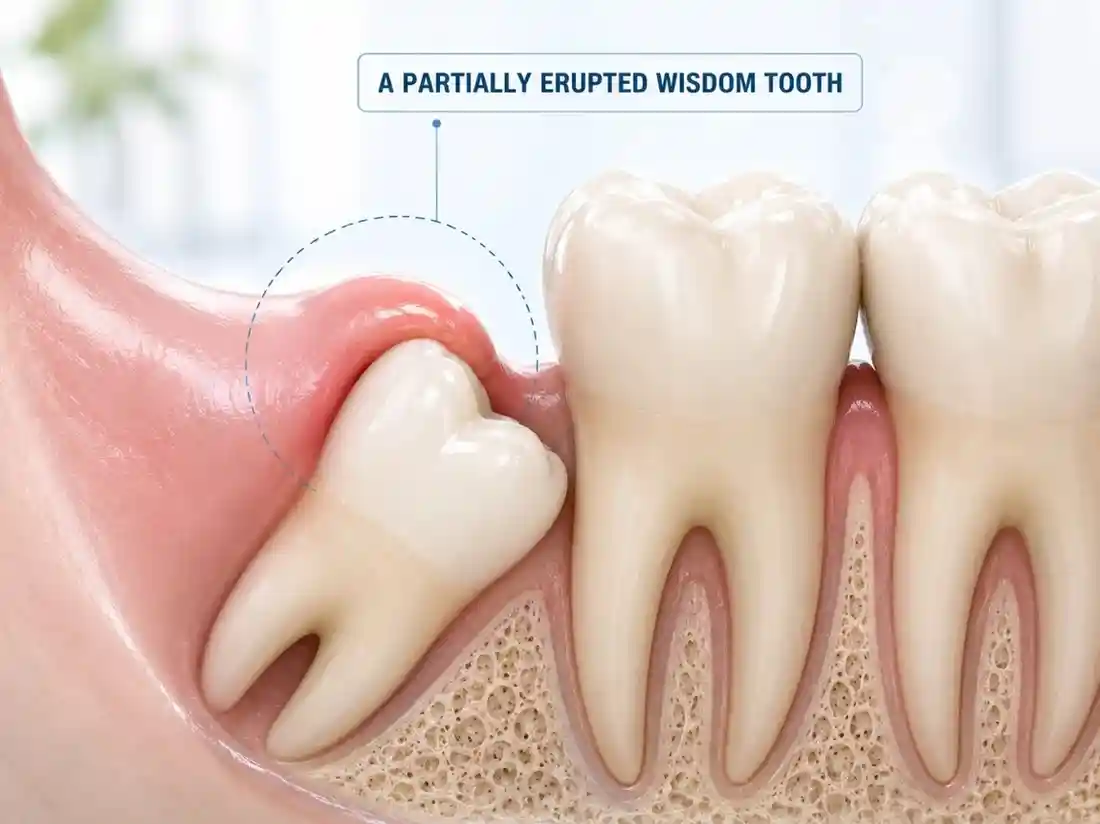 A Partially Erupted Wisdom Tooth